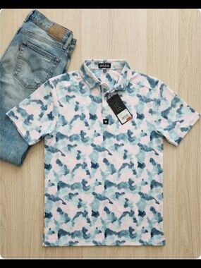 NWT Bad Birdie "Mirage Oasis" Core Performance Golf Polo - Men’s Medium